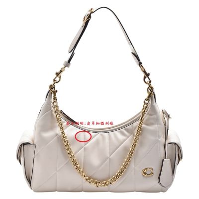 COACH  經典JULIET 30系列絎縫納帕皮革手提/肩背包(展示品-30CM粉筆白色)