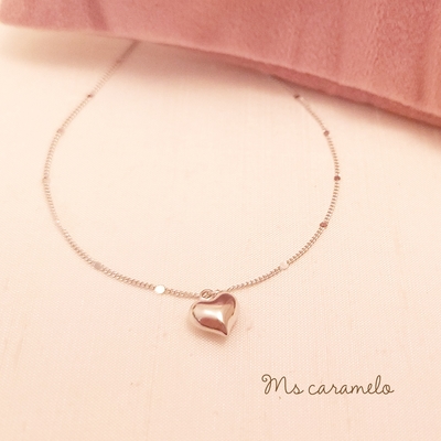 【焦糖小姐 Ms caramelo】925純銀鍍K白 愛心項鍊