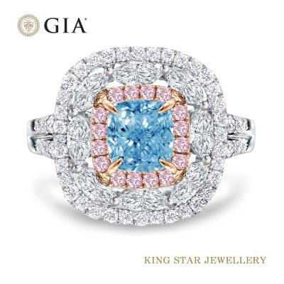 GIA 1克拉18K金藍鑽鑽戒