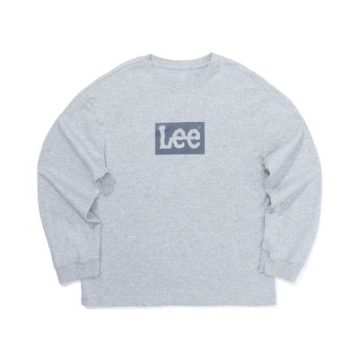 Lee 男女同款 大方框LEE LOGO印花長袖圓領TEE 麻灰色 LB609005848