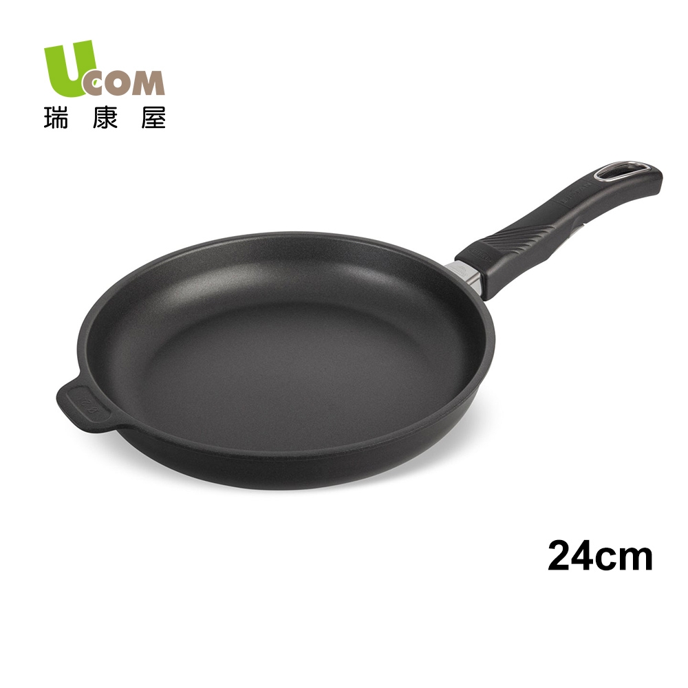 【瑞康屋UCOM】丹麥黑魔法不沾鍋-晶鑽電磁爐單柄淺平底鍋(24cm無蓋)