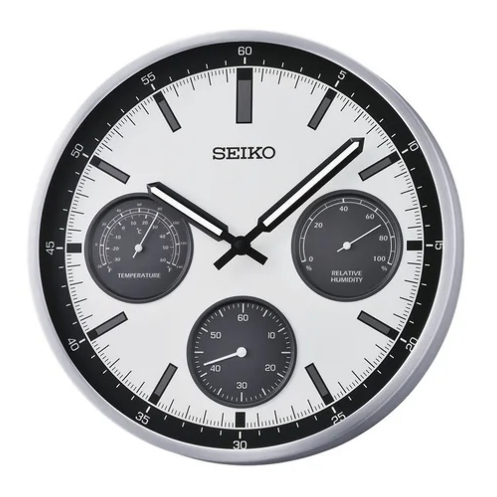 SEIKO 日本精工溫度/濕度掛鐘滑動式秒針時鐘(QXA823S)33cm | SEIKO