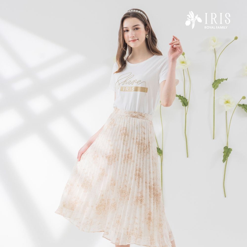 IRIS 艾莉詩-長春花藍壓褶長裙-42229 (淺卡其)