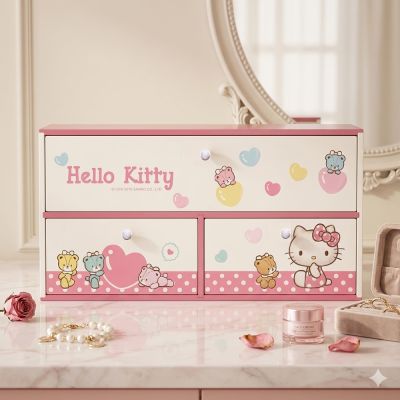 ONE生活 HELLO KITTY三抽收納盒/化妝抽屜盒(KT桌上收納盒)