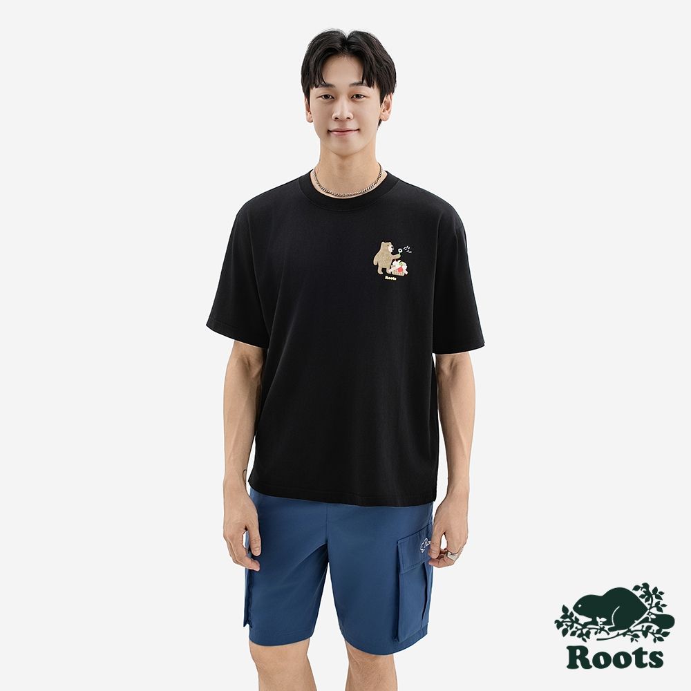 Roots男裝-ROOTS PICNIC 短袖上衣-黑色