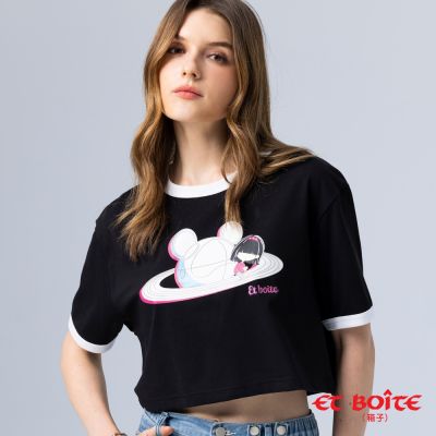 BLUE WAY ET BOiTE 箱子 – LIZ星際熊印花短版TEE(黑)