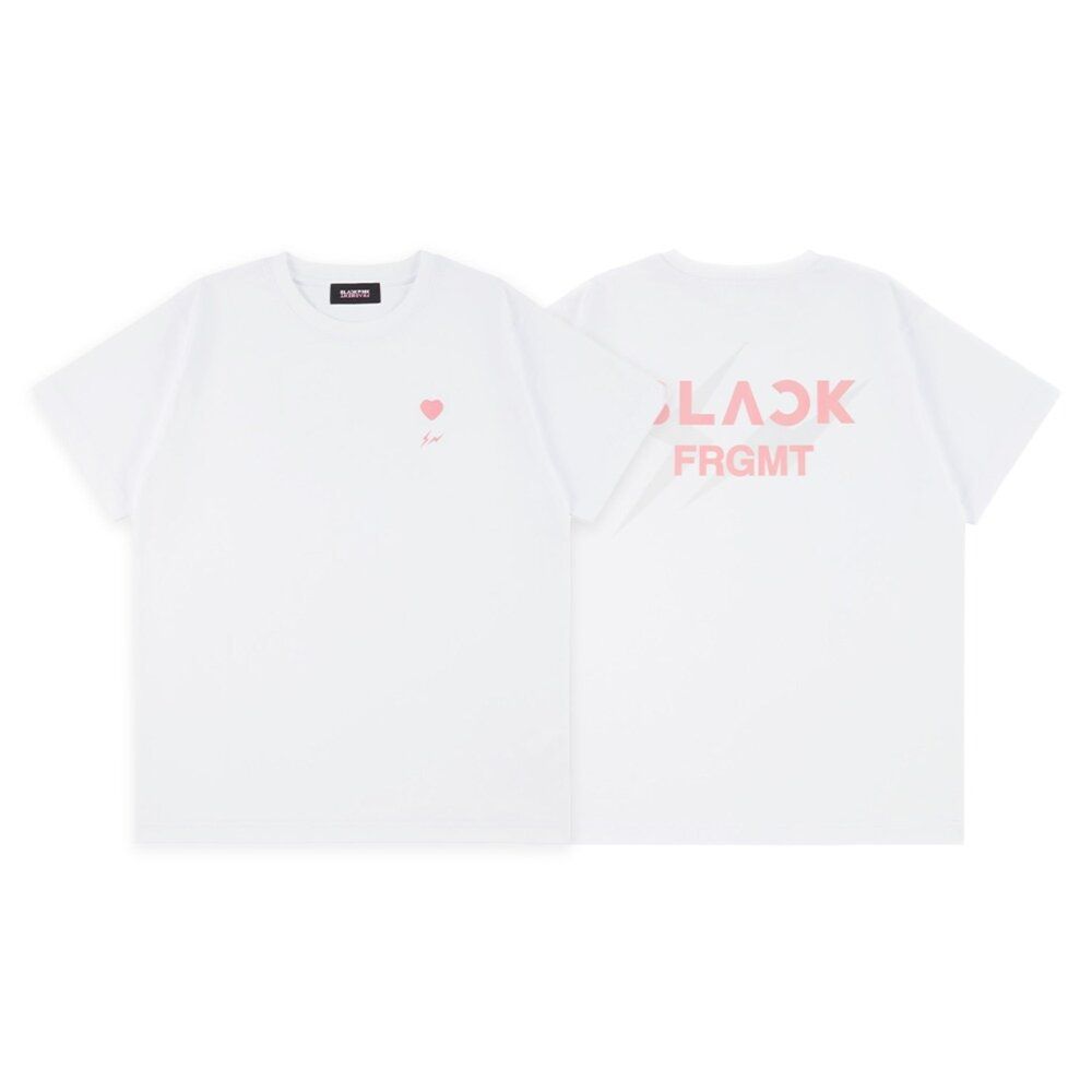 Blackpink x Fragment 藤原浩小愛心閃電Logo 白/ 胸前字樣黑短T ANBP