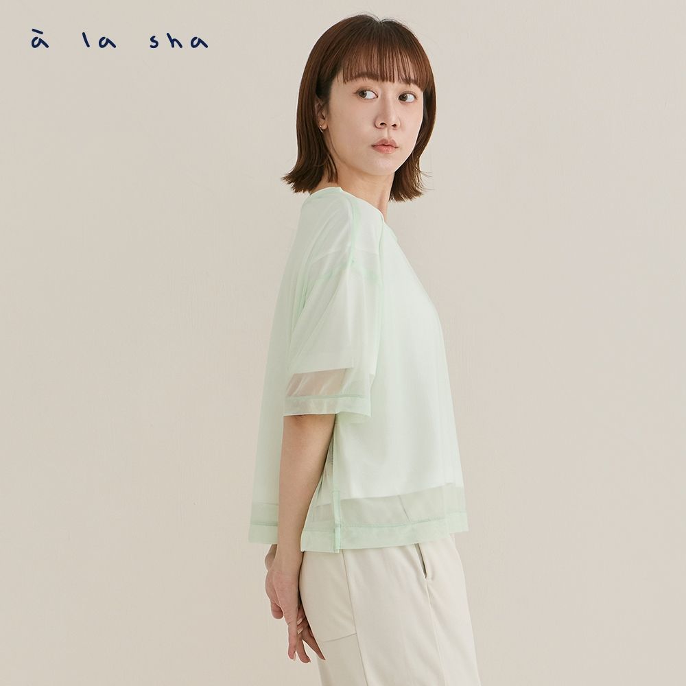 a la sha miao印花兩件式造型上衣 (淺綠)