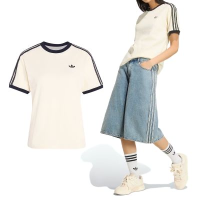 Adidas 3 Stripes Tee 女款 白黑色 三葉草 圓領 修身 T恤 休閒 短袖 KX1881