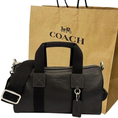COACH 新款EXPLORER 28 斜背兩用波士頓包附紙袋(黑)