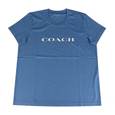 COACH ESSENTIALESSENTIAL標誌女生短袖T-SHIRT(藍x白)