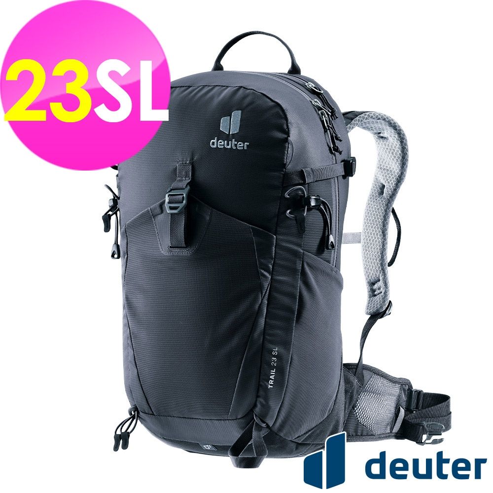 【deuter 德國】TRAIL 23SL輕量拔熱透氣背包3440424黑/單日健行登山包/日常休閒旅遊包