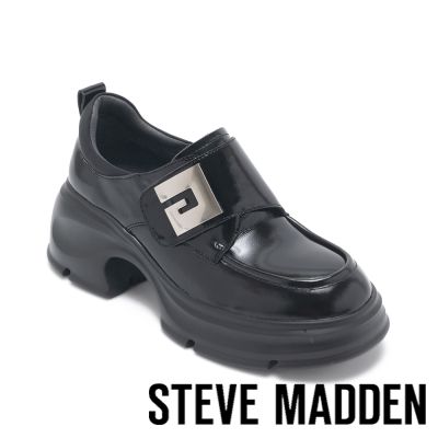 STEVE MADDEN-厚底方形扣飾休閒樂福鞋 TWVERNA-鏡黑