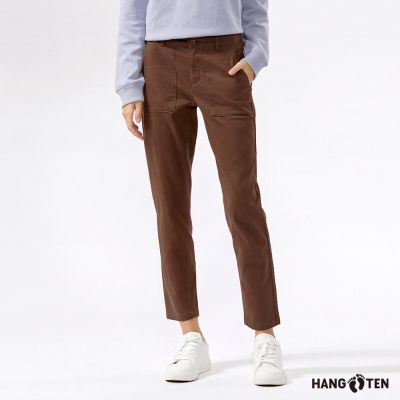 Hang Ten-女裝-斜紋磨毛錐形長褲-棕色
