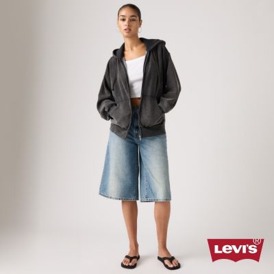 Levi s ROSÉ朴彩英同款 復古寬鬆拉鍊連帽外套 / 黑 女生上衣 人氣新品