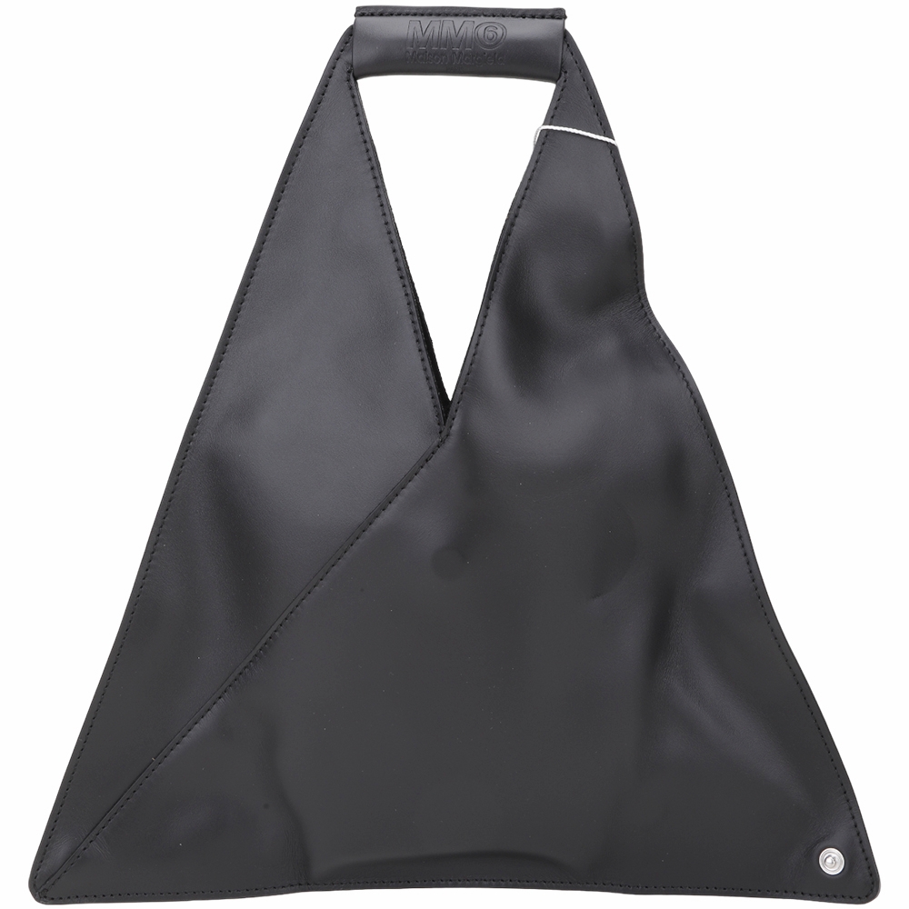 MM6 MAISON MARGIELA Japanese 迷你款滑面牛皮三角托特包(黑色) | 歐系