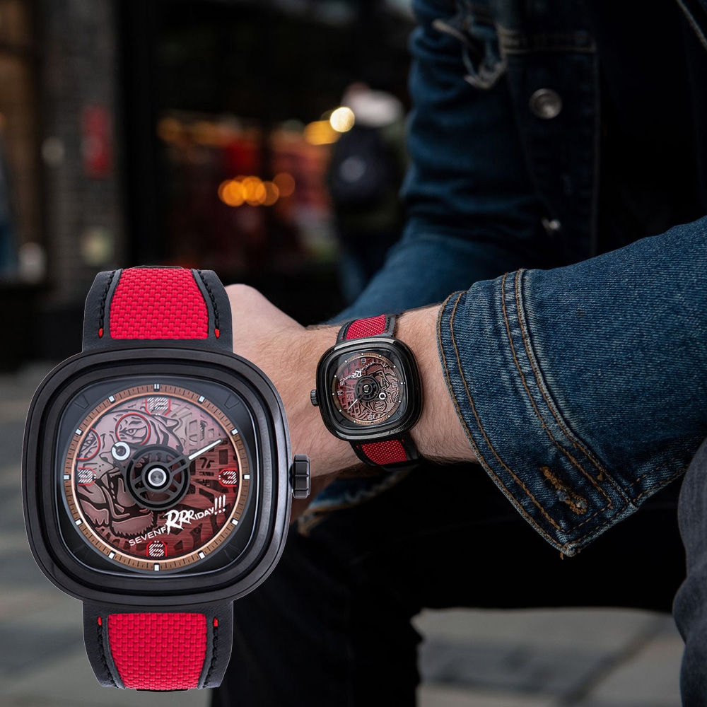 SEVENFRIDAY T3/05 虎年限量版 自動上鍊機械錶 七夕寵愛季 送禮推薦-紅/45x45,6mm