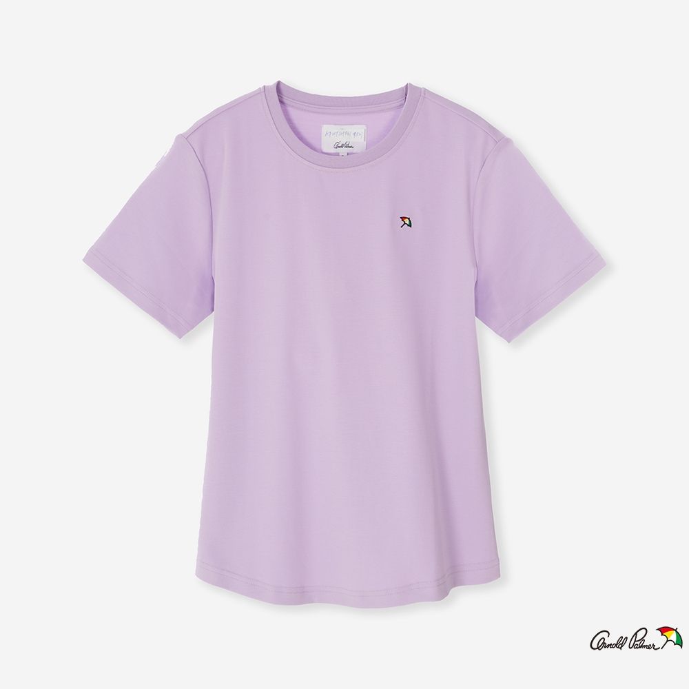 【Arnold Palmer 雨傘】女裝 小傘刺繡圓領短袖T-Shirt（淺灰紫）