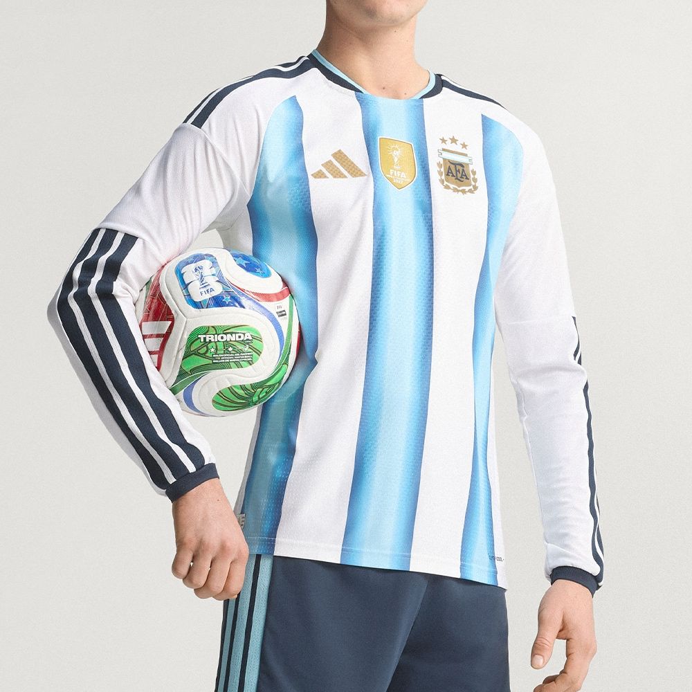 Adidas Afa H Jsy Aul 男款藍白色足球世界盃阿根廷球衣長袖KA8068