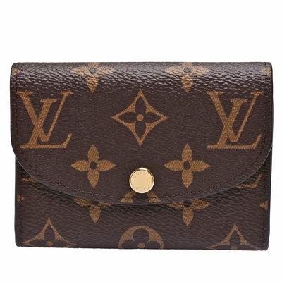 LV Louis Vuitton路易威登 M41939 ROSALIE Monogram花紋信封式零錢包(金釦-紫紅色)
