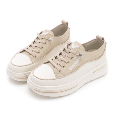 PLAYBOY 幻彩潮履真皮增高休閒鞋-PY1709杏