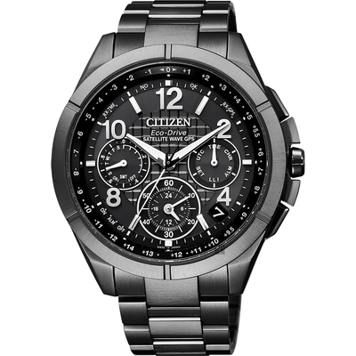 CITIZEN 星辰 光動能鈦GPS衛星對時手錶 開學購物季 送禮首選-黑/43mm CC9075-52F