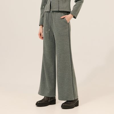 ILEY伊蕾 內刷毛鬆緊抽繩休閒褲(灰；M-XL)