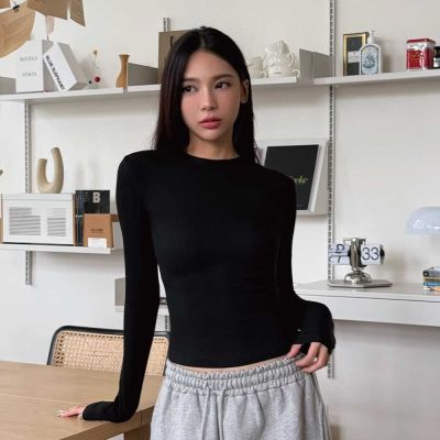 【24HRS】Cloud-hug心機收腰萬裡挑T( 百搭T 素色 長袖 輕便 內裏 羅紋