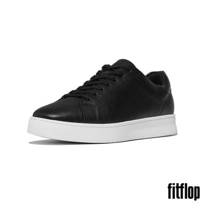 【FitFlop】RALLY II MENS 摔纹皮革休閒鞋-男(黑色)