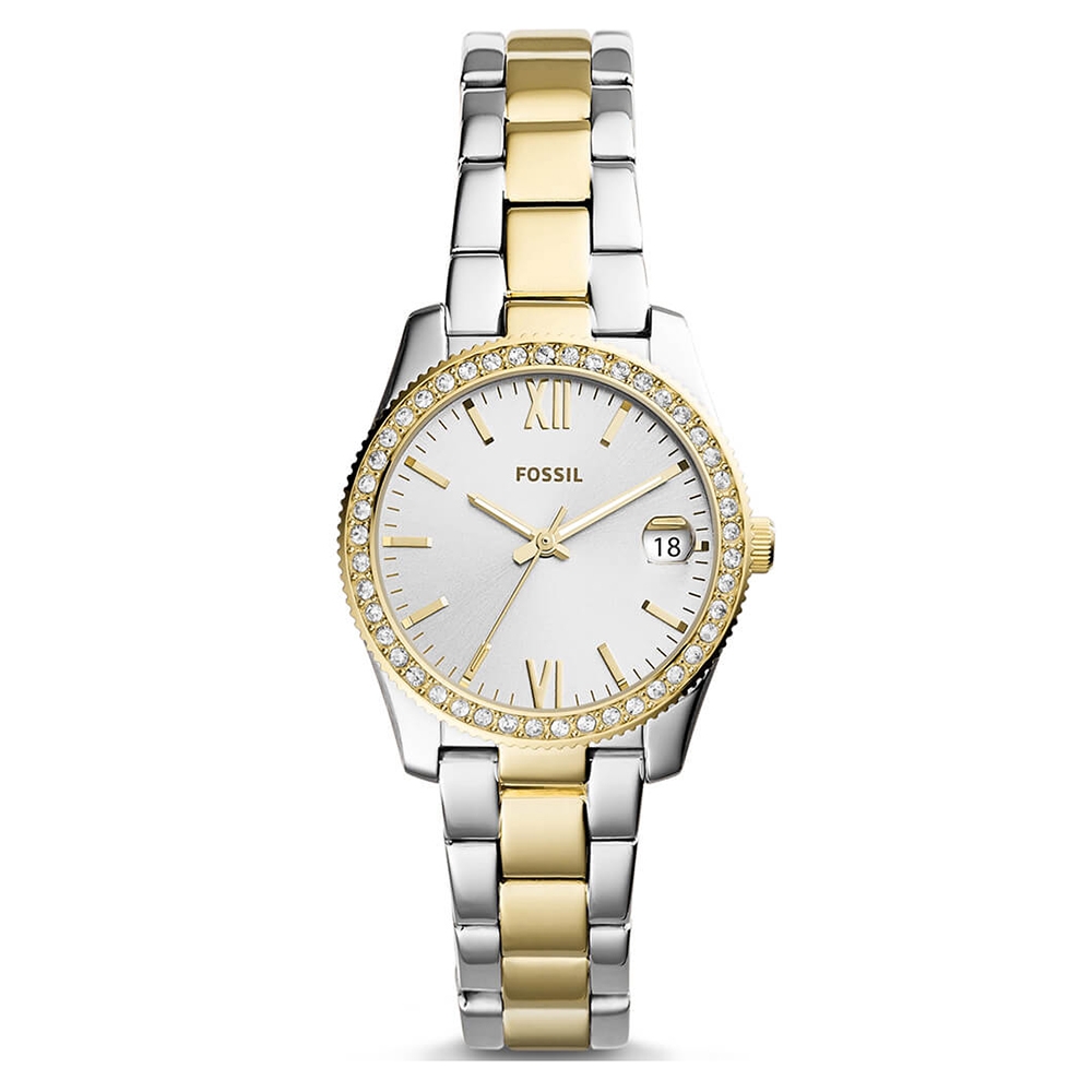 FOSSIL 微醉巴黎水鑽雙色不鏽鋼女錶(ES4319)-白色x32mm