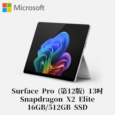 Microsoft 微軟Surface Pro 第12版 Snapdragon X2 Elite/16G/512G 白金平板筆電EP2-65139(不含鍵盤、筆)