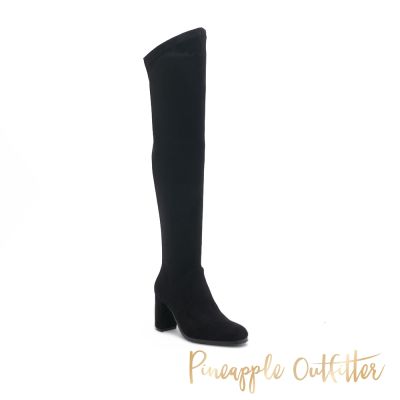 Pineapple-Outfitter-LAVE-激瘦長腿斜口膝上靴-絨黑色