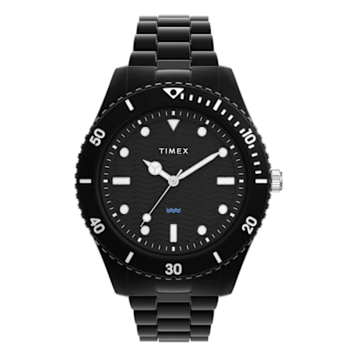 TIMEX 天美時 Legacy 42毫米 #Tide 海洋再生塑膠 摺疊錶扣腕錶 (黑 TXTW2Y04500)