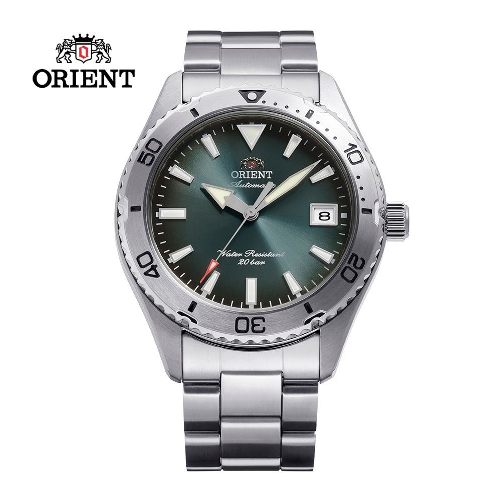 ORIENT 東方錶 WATER RESISTANT系列 200m 運動風格機械錶 鋼帶款 綠色 RA-AC0Q13E - 39.9mm