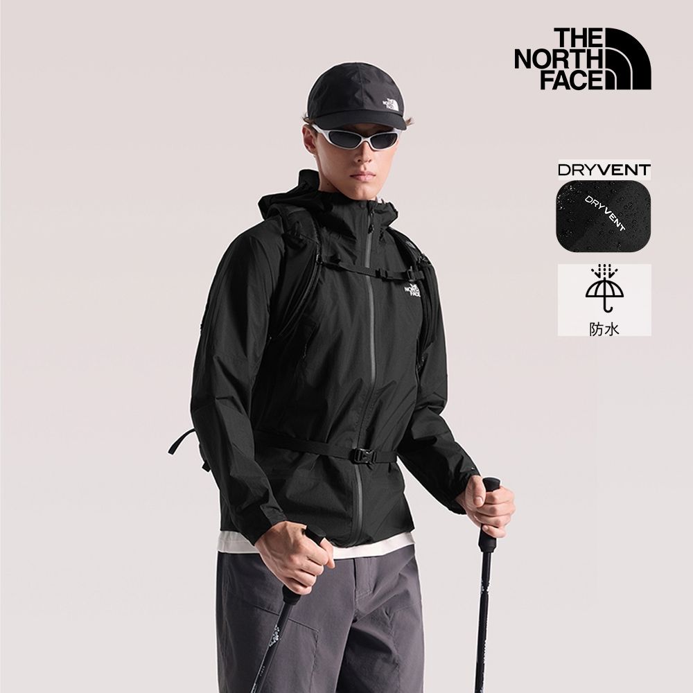 【The North Face 官方旗艦】北面男款黑色DRYVENT防水連帽衝鋒衣｜8HQWJK3