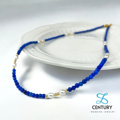 【世紀白金】18K金天然珍珠青晶石項鍊