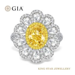 GIA2克拉18K黃彩鑽戒