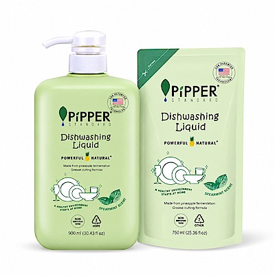 PiPPER STANDARD沛柏鳳梨酵素洗碗精(900ml)1瓶+1入補充包(750ml)任選(含贈品共2件組)