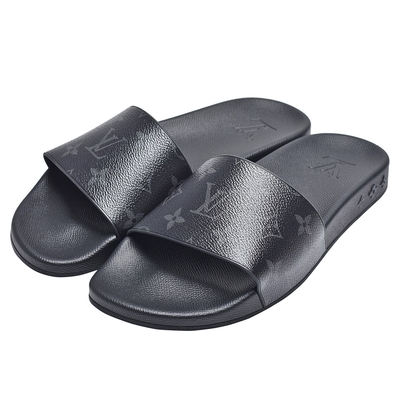 LOUIS VUITTON路易威登 LV 1A3YCO 經典Eclipse印花帆布男士拖鞋(黑色)