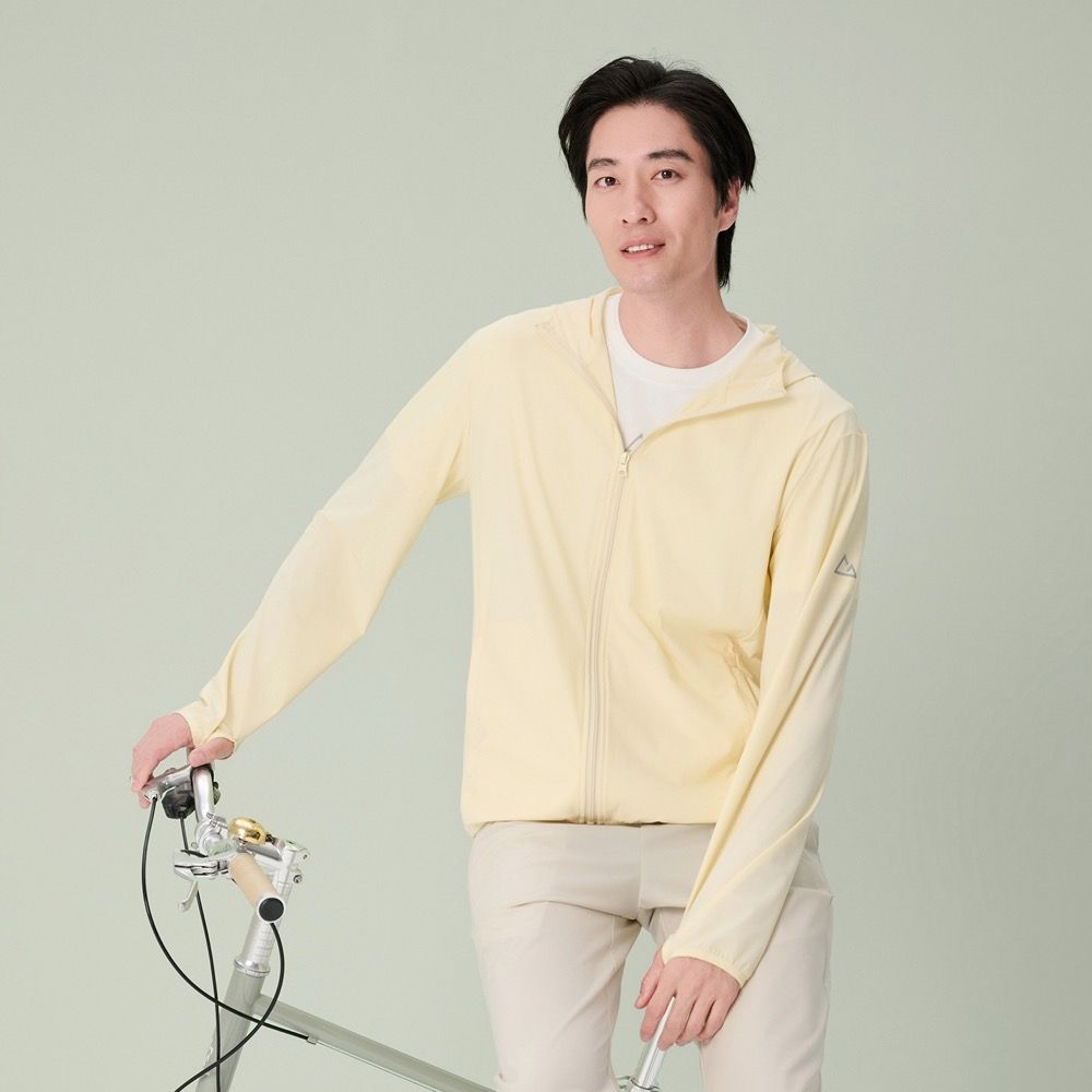 GIORDANO 男裝涼感防曬彈力素色連帽外套 G-motion Anti-UV系列 (78 淺黃)