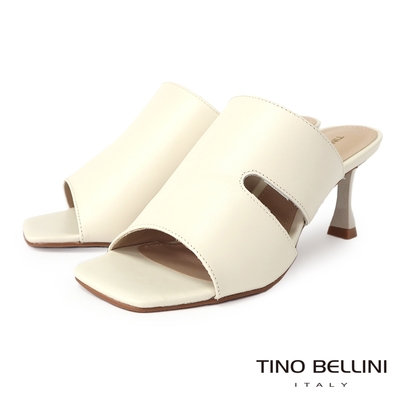 Tino Bellini 巴西進口簡約輪廓牛皮細跟涼鞋-白