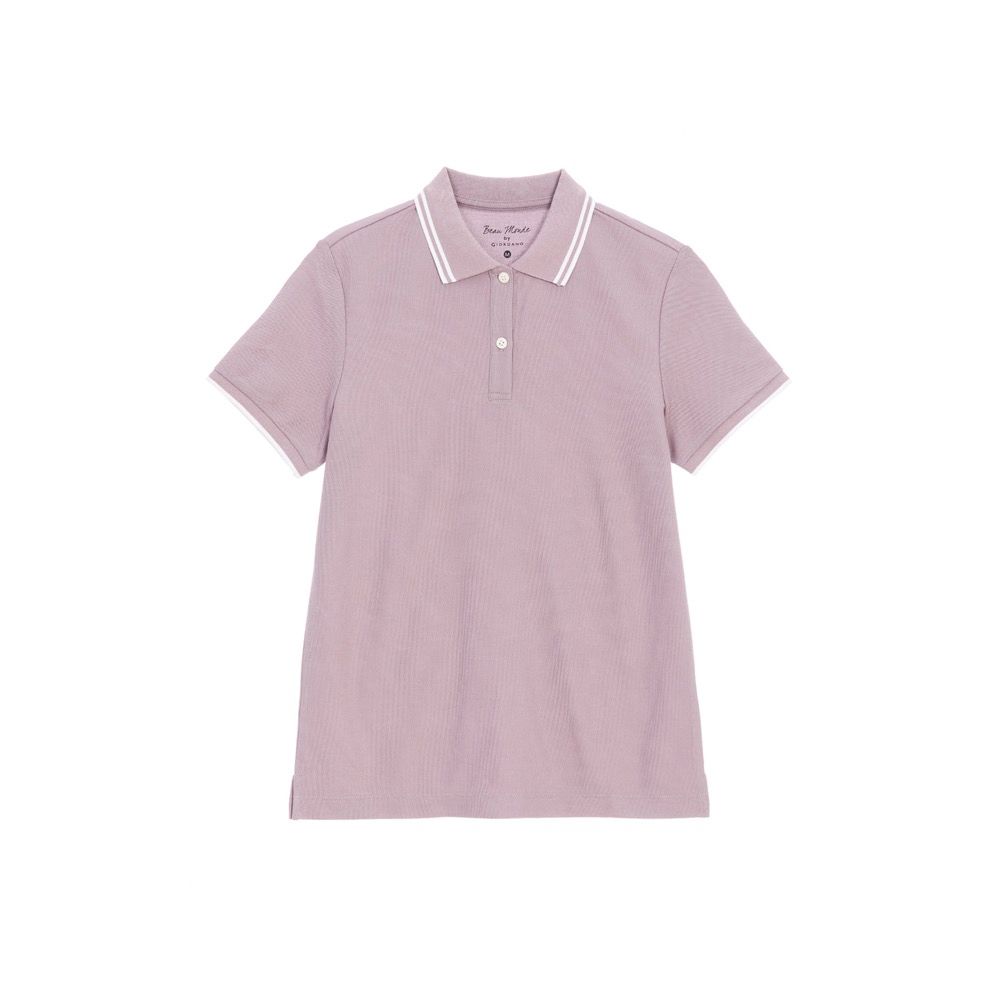 GIORDANO 女裝瞬涼抗菌撞色領POLO衫【雙色任選】 (73 超凡紫)