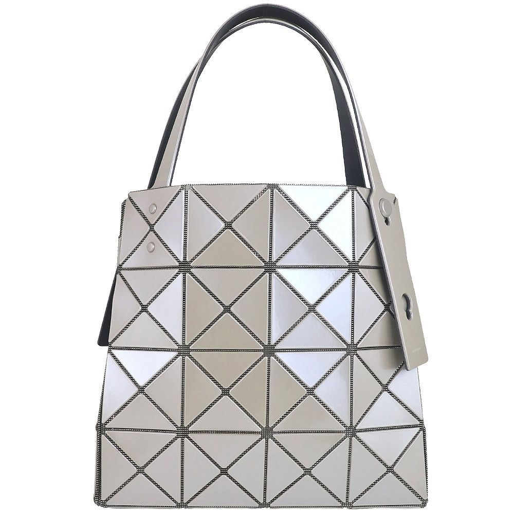 ISSEY MIYAKE 三宅一生 BAOBAO 金屬米灰色三角格4x4手提/肩背包