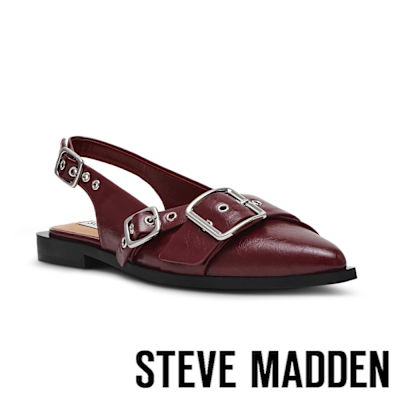 STEVE MADDEN-率性方扣尖頭後空涼鞋 GREZLY-紅色