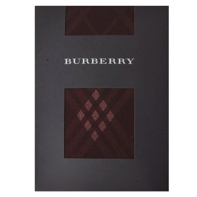 BURBERRY 巴寶莉 100丹經典品牌菱格紋花紋厚褲襪(酒紅色系/M-L)