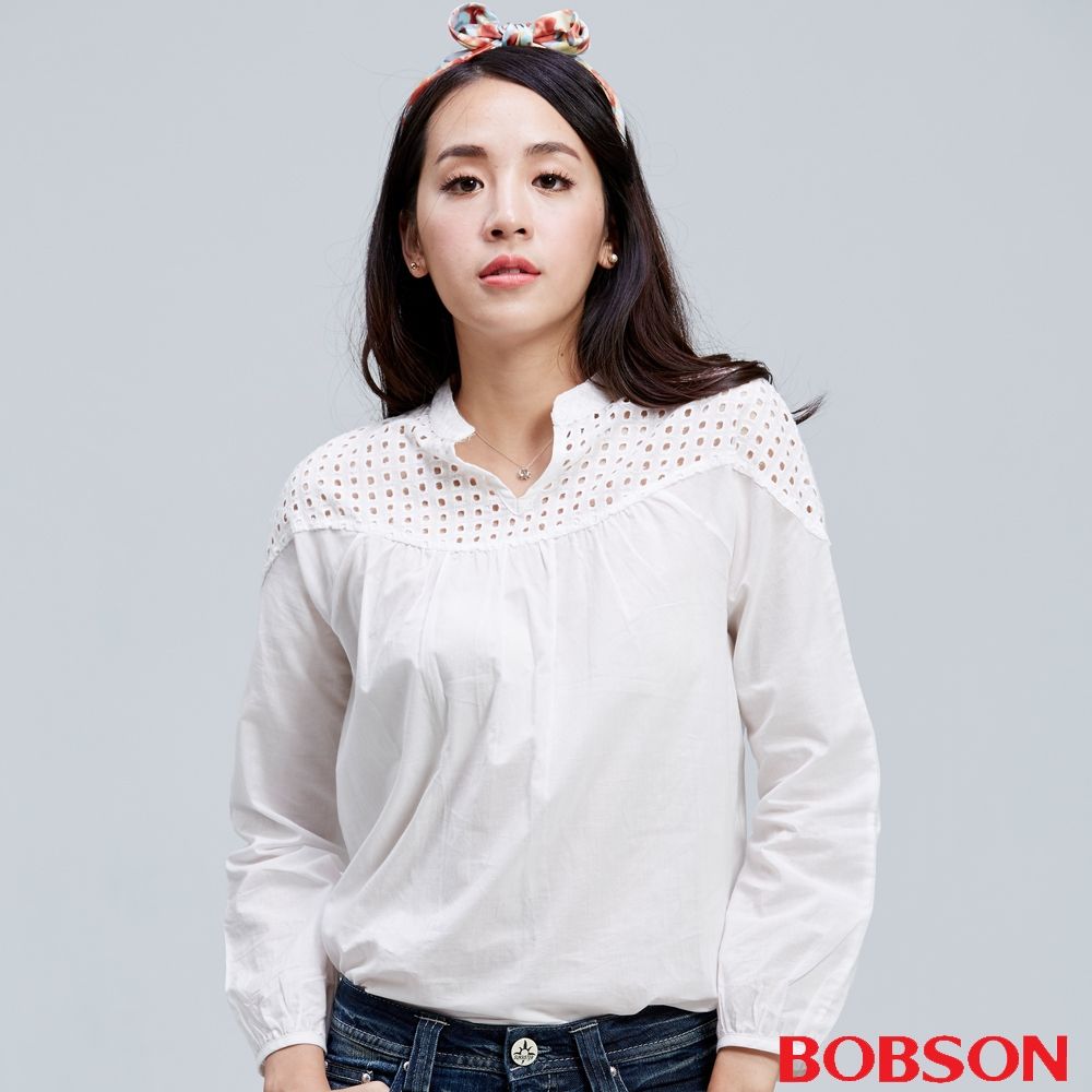 【BOBSON】女款平織布鬆版上衣(35074-81)