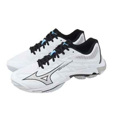 Mizuno 美津濃 排球鞋 Wave Lightning Elite 寬楦 男女鞋 白 黑 回彈 V1GA2601-51