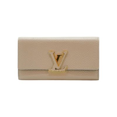 二手品 Louis Vuitton LV 路易威登 Capucines 牛皮扣式長夾(M61249-灰)