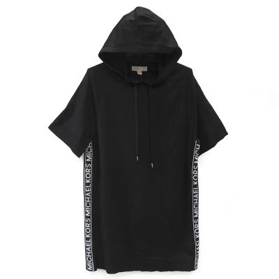 MICHAEL KORS 運動風品牌字樣休閒連帽T-shirt裙(黑色)