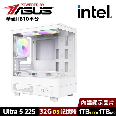 (DIY)華碩H810平台【惜別4】AI效能電腦-白(U5-225/H810/32G D5/1TB HDD/1TB M.2)